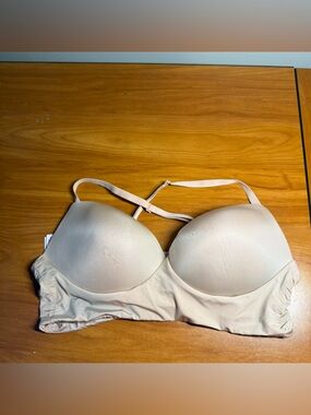 Victorias Secret Padded Demi Bra Nude Beige Stretch Criss Cross XL